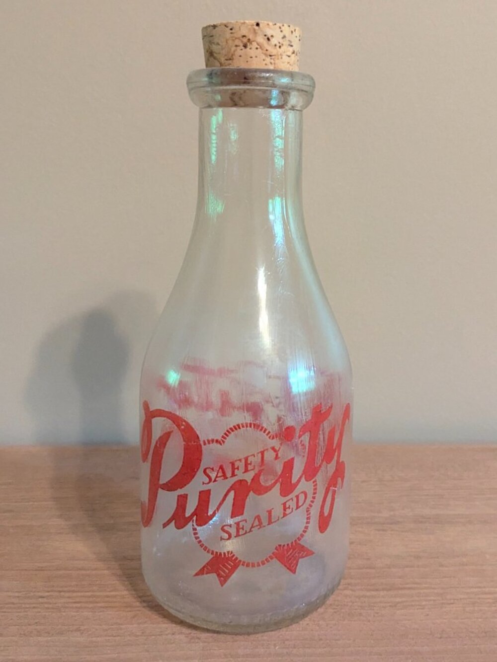 Vintage Purity Quart Size Milk Bottle